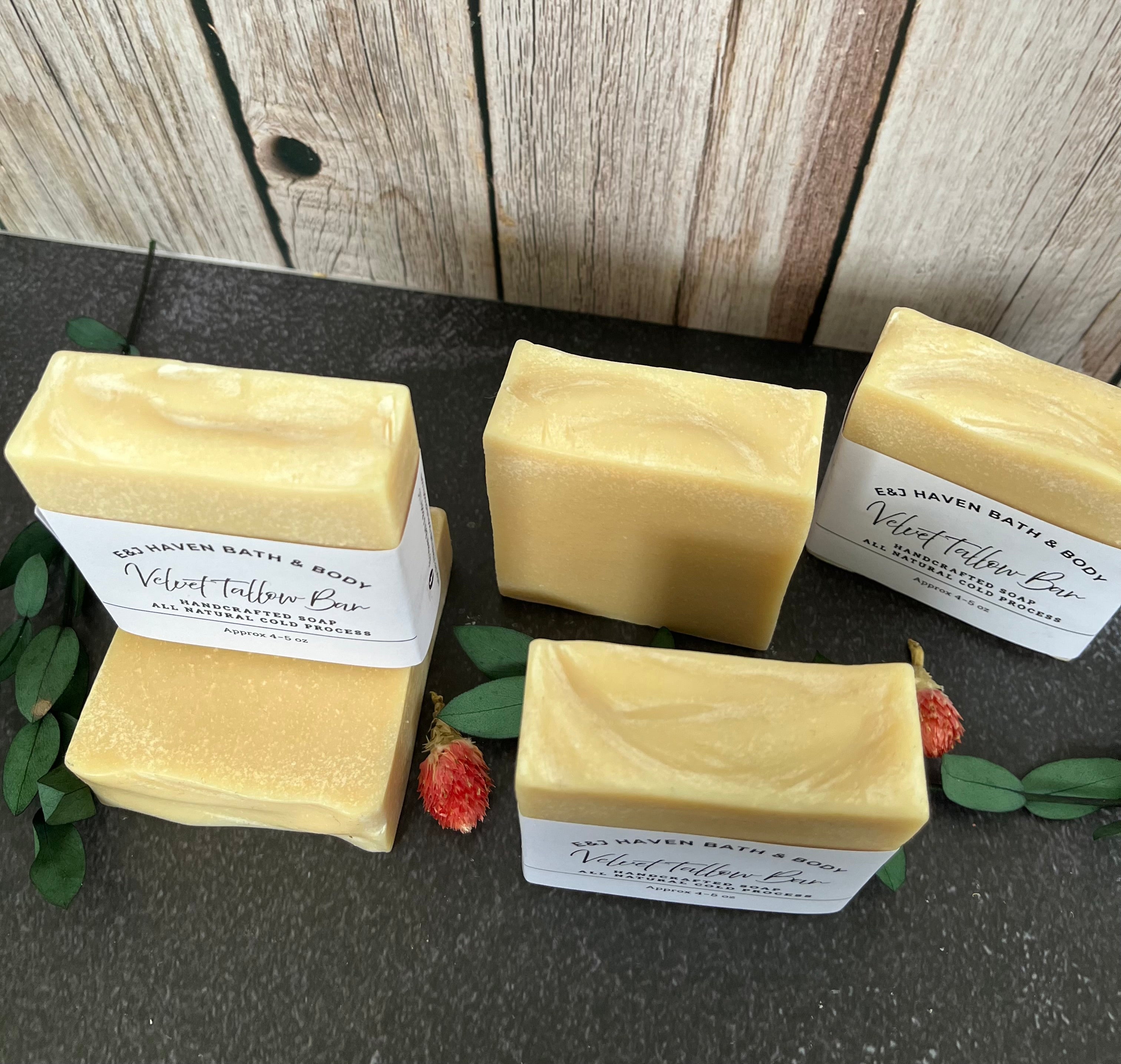 Velvet Tallow Bar ( Grass Feed)Handcrafted Cold Process Soap $7.75 each