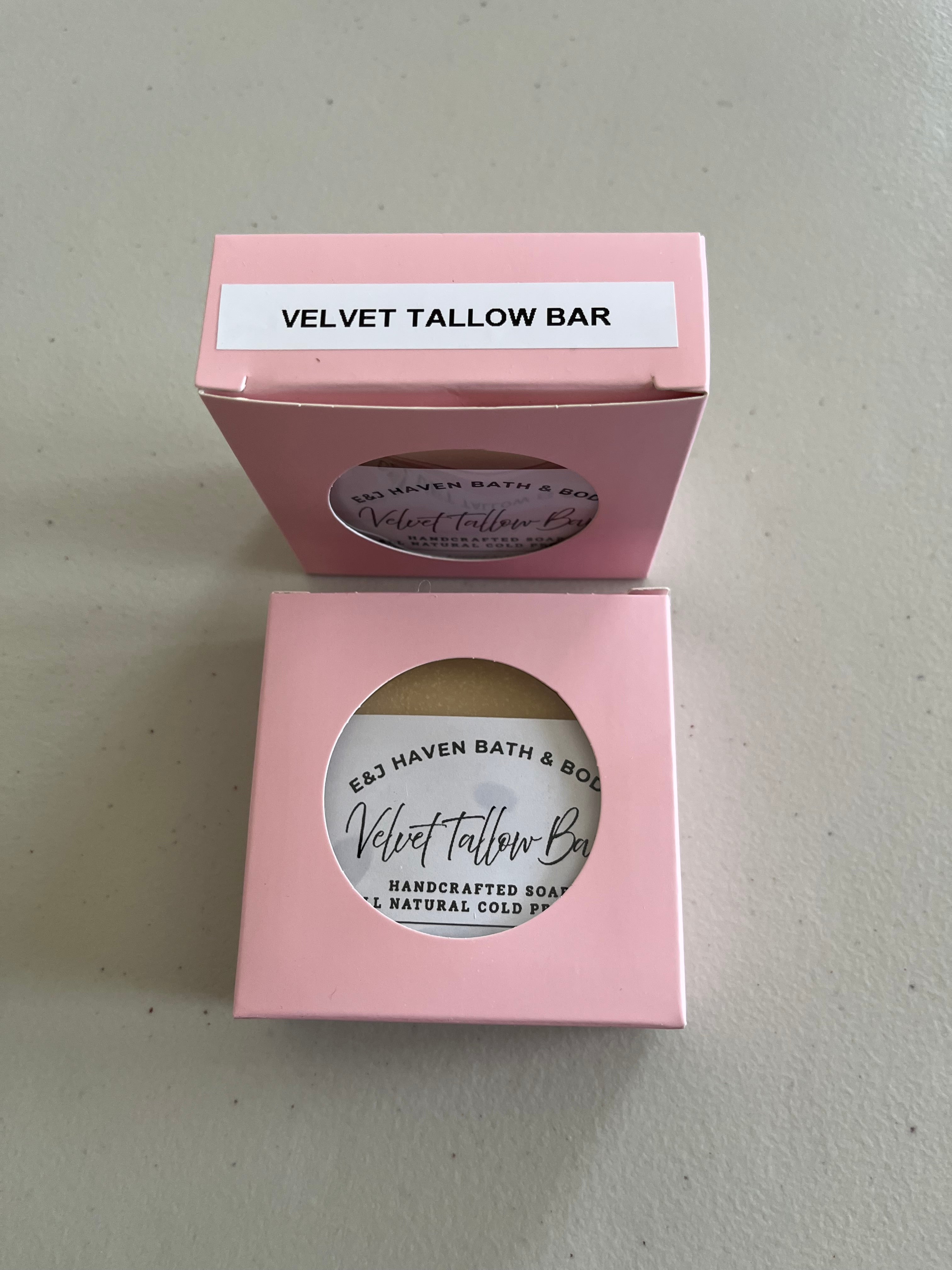 Velvet Tallow Bar ( Grass Feed)Handcrafted Cold Process Soap $7.75 each