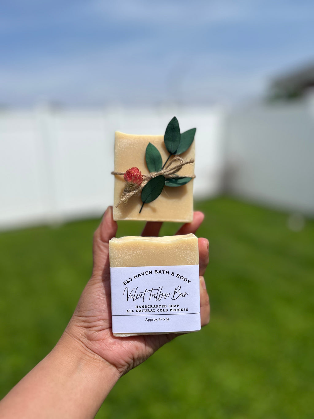 Velvet Tallow Bar ( Grass Feed)Handcrafted Cold Process Soap $7.75 each